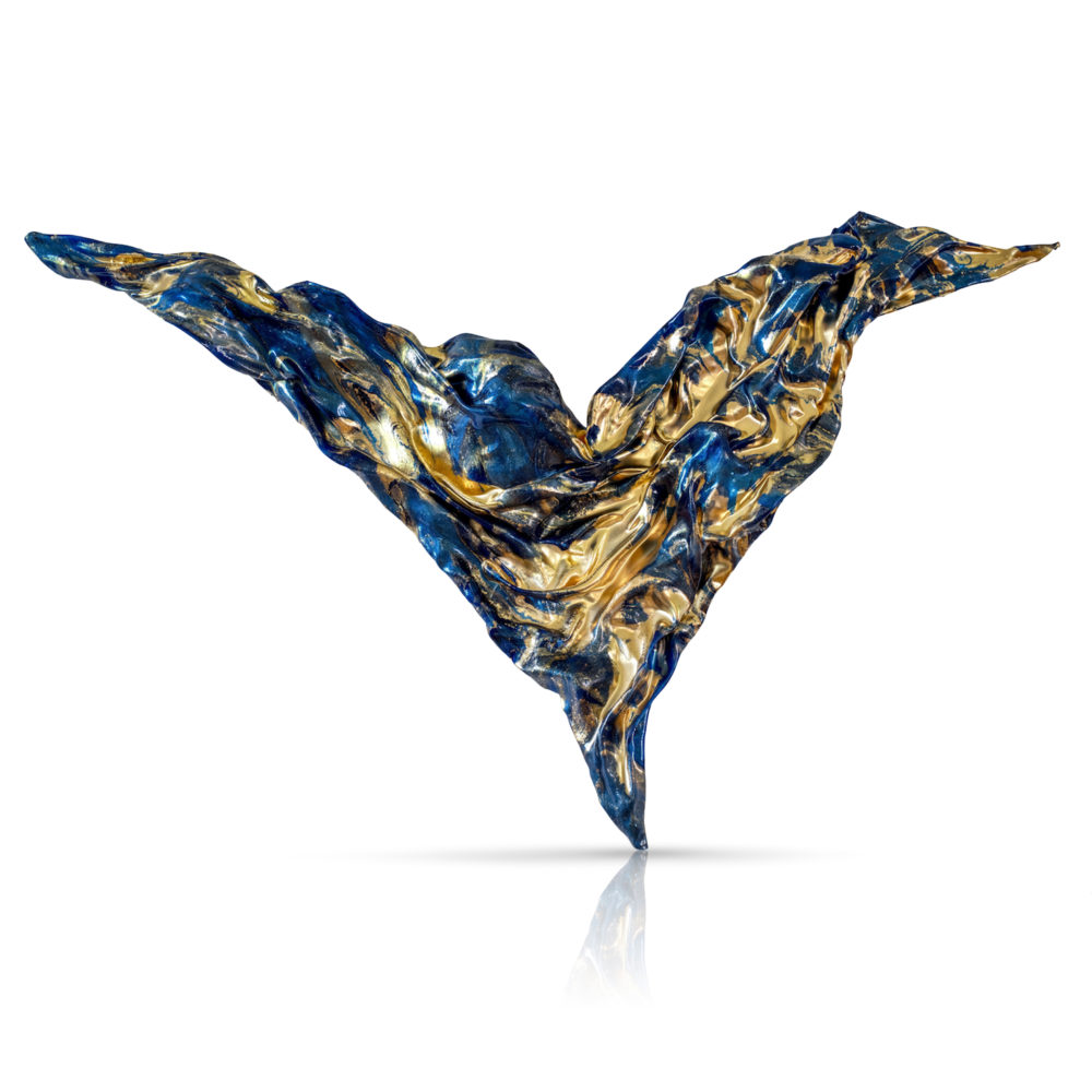 Icarus Flügel aus Carbon und Epoxydharz_Blau, Gold, Silber_ Abstrakt | Nonos